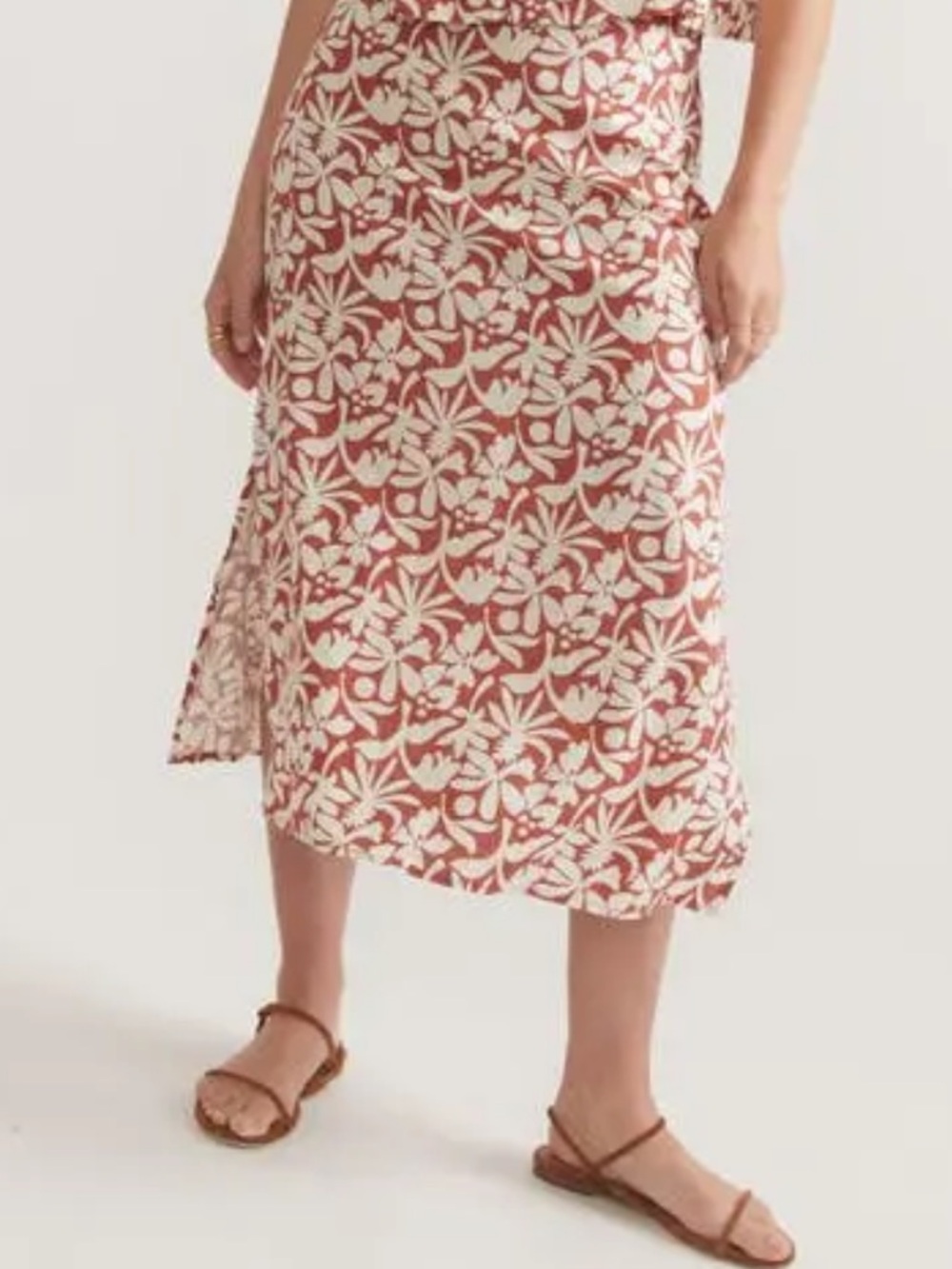 Marine layer Celeste hemp midi skirt floral pastels size 10